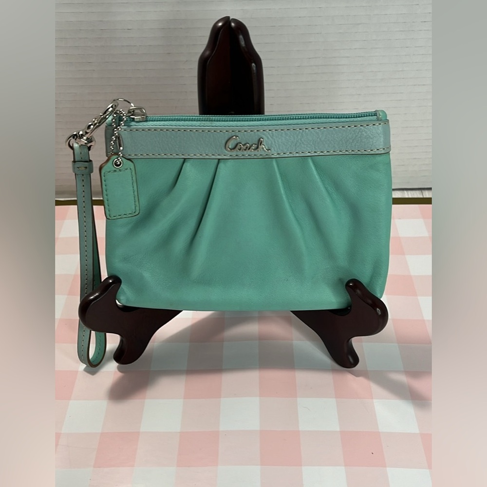 Coach mint Green Wristlet